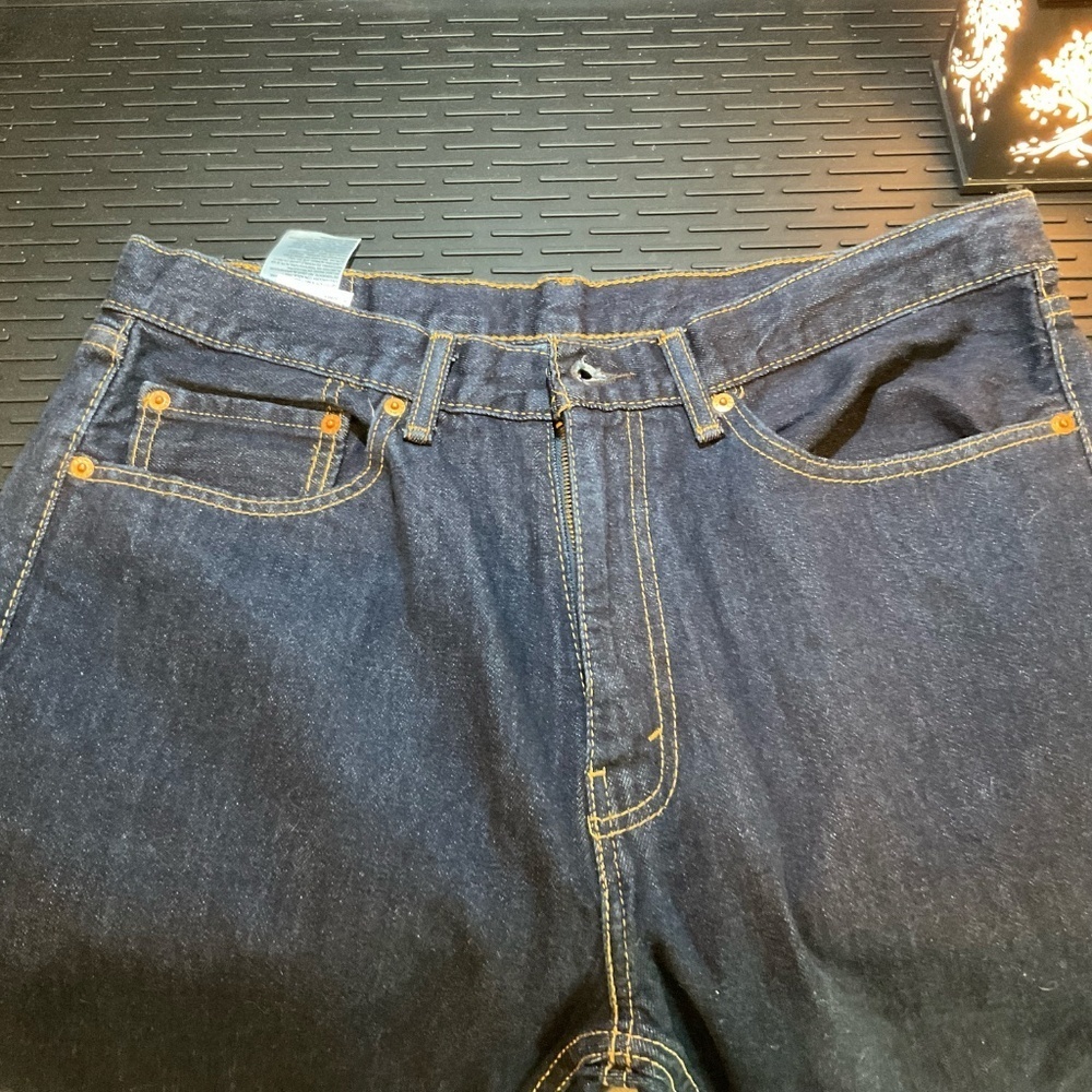 New, 505™ REGULAR FIT MEN'S JEANS, Size 36 x 32, Dark Wash, No Stretch - Picture 5 of 8